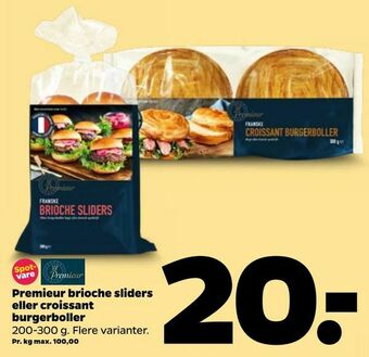 Netto Premieur brioche sliders eller croissant burgerboller tilbud
