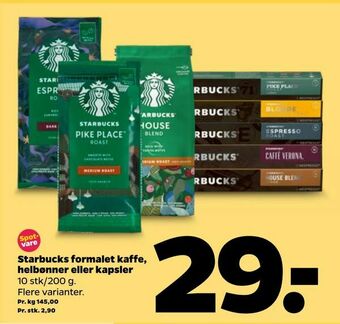 Netto Starbucks formalet kaffe, helbønner eller kapsler tilbud