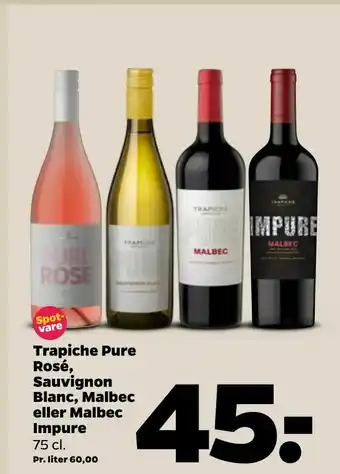 Netto Trapiche Pure Rosé, Sauvignon Blanc, Malbec eller Malbec Impure tilbud