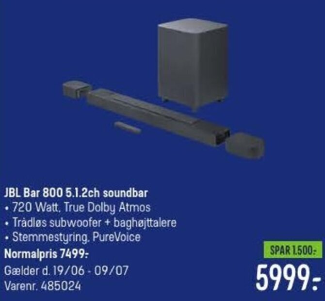 JBL Bar 800 5.1.2ch soundbar tilbud hos Elgiganten
