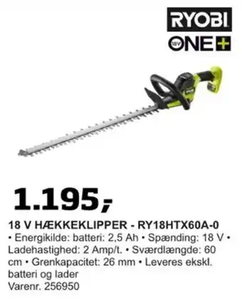 Bygma 18 V HÆKKEKLIPPER - RY18HTX60A-0 tilbud
