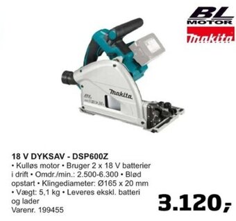 Bygma 18 V DYKSAV - DSP600Z tilbud