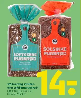 Coop 365 365 hverdag solsikke-eller softkernerugbrød tilbud
