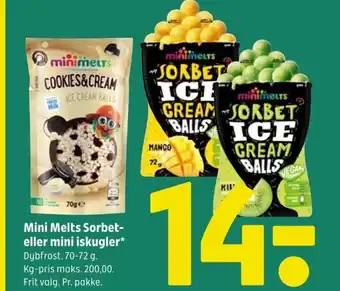 Coop 365 Mini Melts Sorbet-eller mini iskugler tilbud