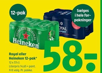 Coop 365 Royal eller Heineken 12-pak tilbud