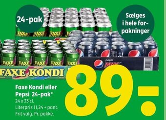 Coop 365 Faxe Kondi eller Pepsi 24-pak tilbud