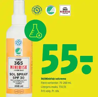 Coop 365 365Minirisk solcreme tilbud