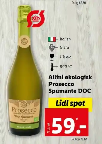 Let-Køb Allini økologisk Prosecco Spumante DOC tilbud