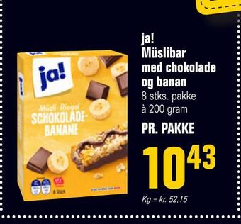 Otto Duborg Ja! müslibar med chokolade og banan tilbud