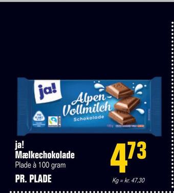 Otto Duborg Ja! mælkechokolade tilbud