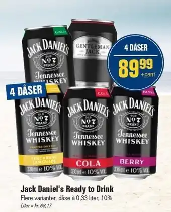 Otto Duborg Jack daniel's ready to drink - 4 dåser tilbud