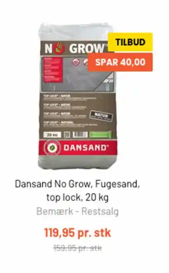 Silvan Dansand No Grow, Fugesand, top lock, 20 kg tilbud