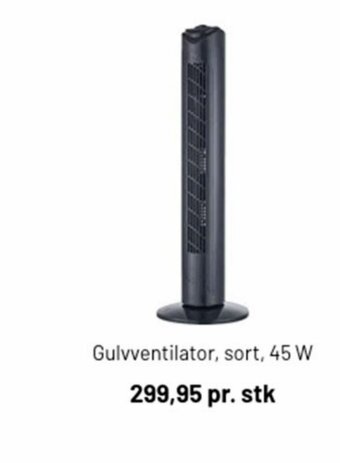Gulvventilator, sort, 45 W