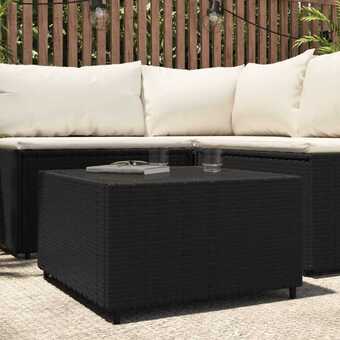 Havebord 50x50x30 cm firkantet polyrattan sort