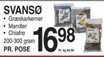 ABC Lavpris SVANSØ ● Græskarkerner ● Mandler ●Chiafrø tilbud