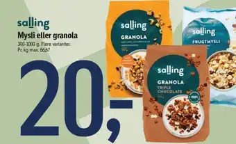 Føtex salling Mysli eller granola tilbud