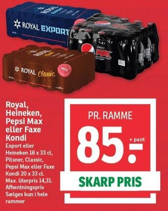 SPAR Royal, Heineken, Pepsi Max eller Faxe Kondi tilbud