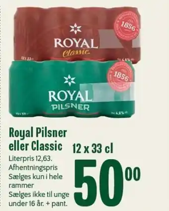 Min Købmand Royal Pilsner eller Classic 12 x 33 cl tilbud