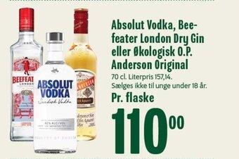 Min Købmand Absolut Vodka, Bee-feater London Dry Gin eller Økologisk O.P. Anderson Original tilbud