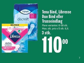 Min Købmand Tena Bind, Libresse Duo Bind eller Trusseindlæg tilbud