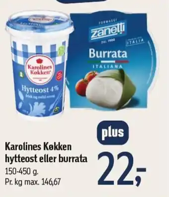 Føtex Karolines Køkken hytteost eller burrata tilbud