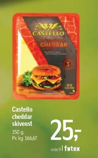Føtex Castello cheddar skiveost tilbud