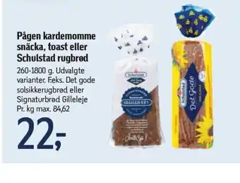 Føtex Pågen kardemomme snäcka, toast eller Schulstad rugbrød tilbud