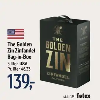 Føtex The Golden Zin Zinfandel Bag-in-Box tilbud