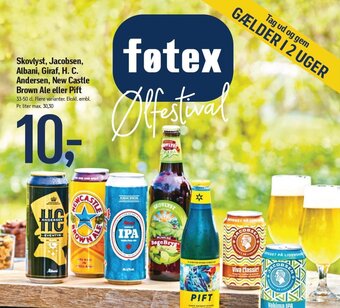 Føtex Skovlyst, Jacobsen, Albani, Giraf, H. C. Andersen, New Castle Brown Ale eller Pift tilbud