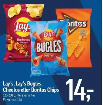 Føtex Lay's, Lay's Bugles, Cheetos eller Doritos Chips tilbud