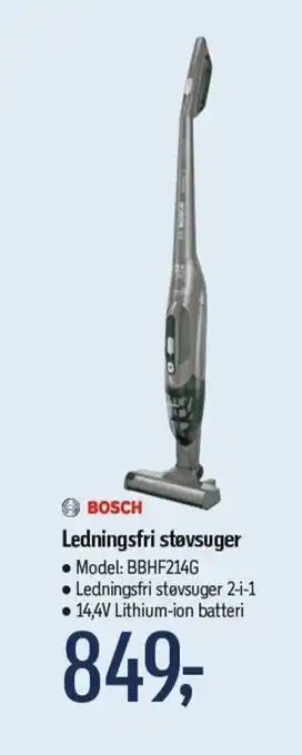 Føtex ⒸBOSCH Ledningsfri støvsuger • Model: BBHF214G tilbud