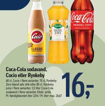 Føtex Coca-Cola sodavand, Cocio eller Rynkeby tilbud