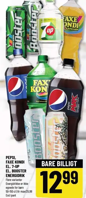 Løvbjerg PEPSI, FAXE KONDI EL. 7-UP EL. BOOSTER ENERGIDRIK tilbud