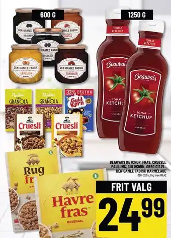 Løvbjerg BEAUVAIS KETCHUP, FRAS, CRUESLI, PAULUNS, GULDKORN, OREO O'S EL. DEN GAMLE FABRIK MARMELADE tilbud