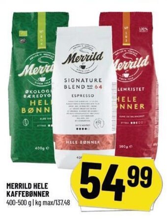 Løvbjerg MERRILD HELE KAFFEBØNNER tilbud