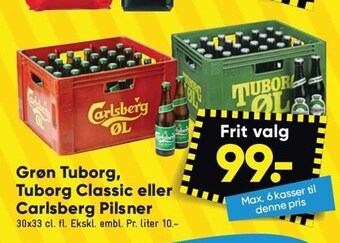 Bilka Grøn tuborg, tuborg classic eller carlsberg pilsner tilbud