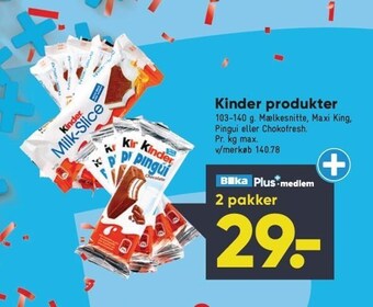Bilka Kinder produkter tilbud