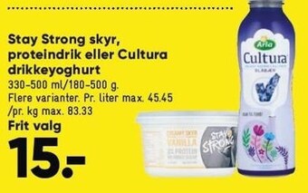 Bilka Stay strong skyr, proteindrik eller cultura drikkeyoghurt tilbud