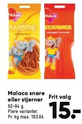 Bilka Malaco snøre eller stjerner tilbud