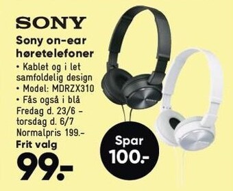 Bilka Sony on-ear høretelefoner tilbud