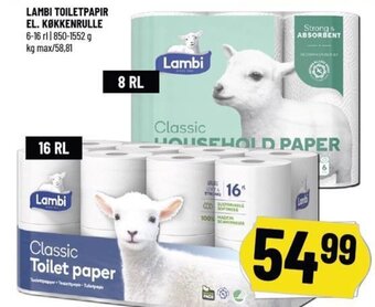 Løvbjerg LAMBI TOILETPAPIR EL. KØKKENRULLE tilbud