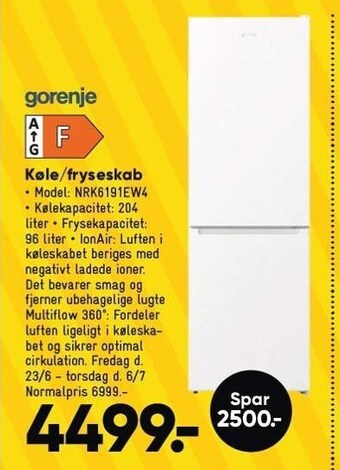 Bilka Gorenje køle/fryseskab tilbud