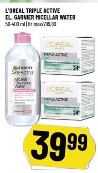 Løvbjerg L'OREAL TRIPLE ACTIVE EL. GARNIER MICELLAR WATER tilbud