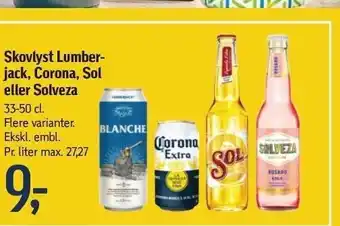 Føtex Skovlyst lumberjack, corona, sol eller solveza tilbud