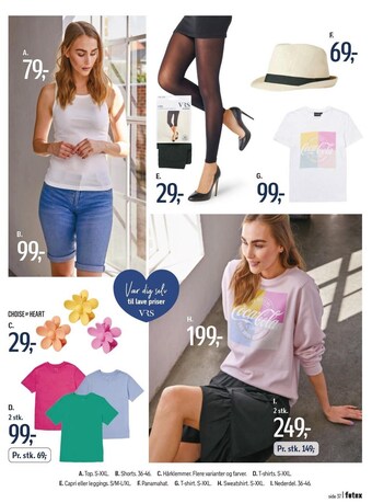Føtex Top, shorts, hårklemmer, t-shirts, capri eller leggings, panamahat, sweatshirt eller nederdel tilbud
