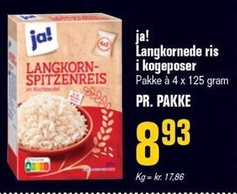 Langkornede ris i kogeposer