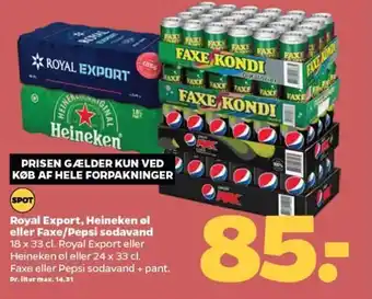 Netto Royal Export, Heineken øl eller Faxe/Pepsi sodavand tilbud