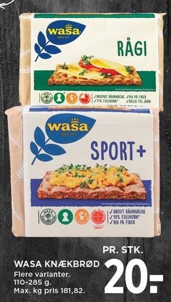 MENY Wasa knækbrød tilbud