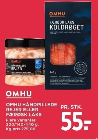 MENY Omhu håndpillede rejer eller færøsk laks tilbud