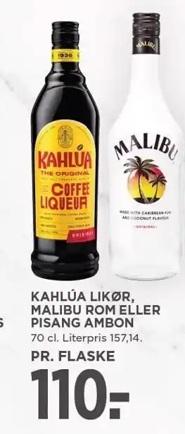 MENY Kahlúa likør, malibu rom eller pisang ambon tilbud